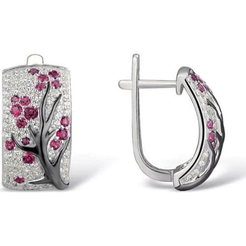 Modern Women Earrings Luxury Plum Flower Tree Bohemian Crystal Stud Earring For Women 2020 Trend Large