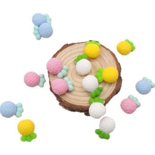 Chenkai 50PCS BPA Free Silicone Beads Baby Pineapple Teething For DIY Infant Soothing Teether Pacifier Clip Chain Accessories