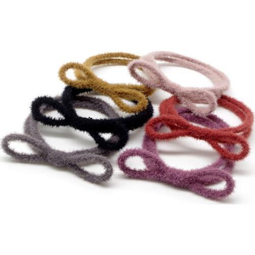Clever Elastic Rubber Hair Bands Girls Woollen Bow Ponytail Holders Headband Hair Ropes Hair Rings Headdress Hair Accessories
