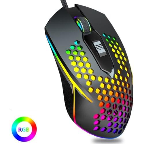 7200DPI Lightweight RGB Gaming Mouse Honeycomb Shell Macro Programming USB Wired Ergonomic Mice for Computer Gamer PC Desktop