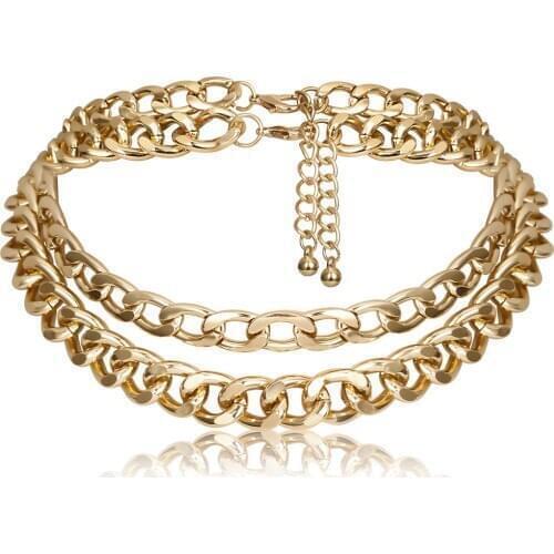 Punk Rock Aluminium Chain Choker Necklaces For Women Chocker Layered Link Collars Clavicle Statement Shine Light Weight Jewelry