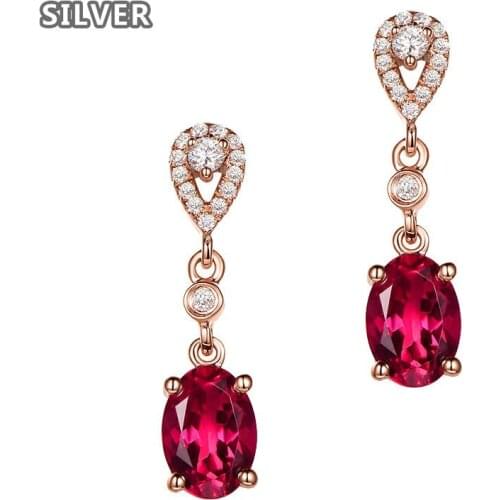 Vintage luxury 18K rose gold red gem Drop earrings for women Royal nobility Exquisite Girlfriend birthday christmas present