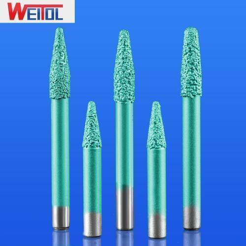 WeiTol 1 piece 6mm Vacuum brazed stone bits CNC marble cutting tools CNC machine stone cutter bits for granite