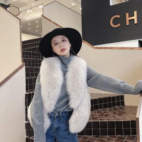 Women Clothes Autumn Winter New Full Pelt Fox Coat Elegant Warm Real Fur Vest Coats Jacket Abrigo Mujer ZL621