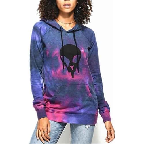 Womens Alien Tie Dye Oversized Hoodie Sweatshirt