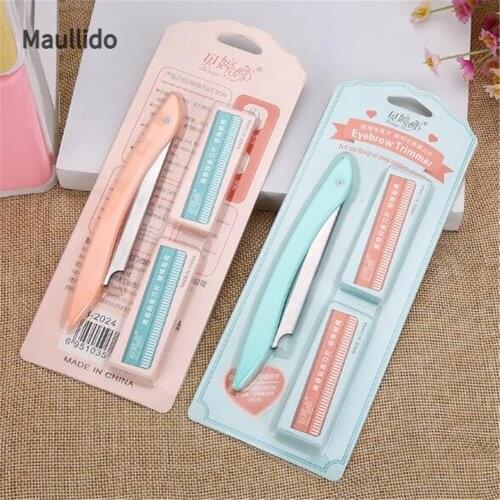 1pc Eyebrow Trimmer with 10 Blades Portable Eyebrow Razor Set Eye Brow Shaper Shaver Shaping Tool Facial Hair Remover for Women