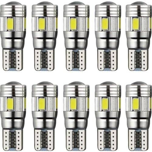 100PCS Car Canbus Error Free W5W 194 168 2825 LED Bulbs Wedge Light T10 6-SMD 5630 Clearance Lights white,Blue,Yellow,Red,Green