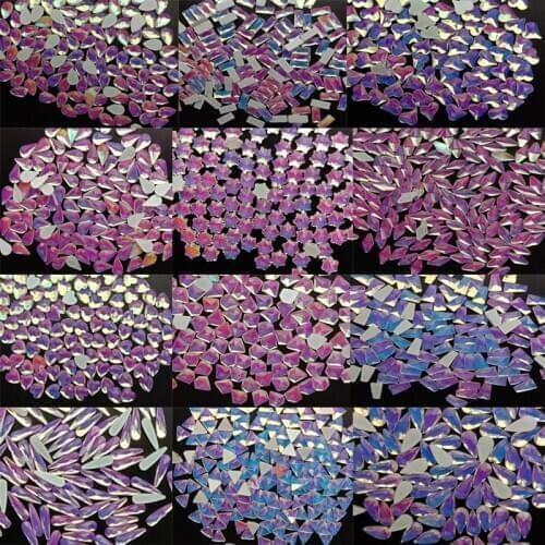 100pcs/bag Hot Sale Nail Art Rhinestones Flat Crystal Colorful Shaped Raindrop Glass Stones For 3D Nails Art Decorations