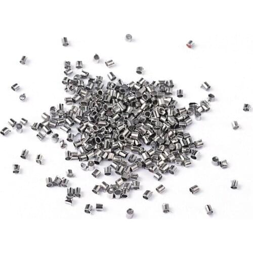 1700pcs Brass Crimp Tube End Beads for Jewelry Making DIY, Nickel Free, Platinum, about 1.5mm diameter, hole: 1mm; 10g/lot
