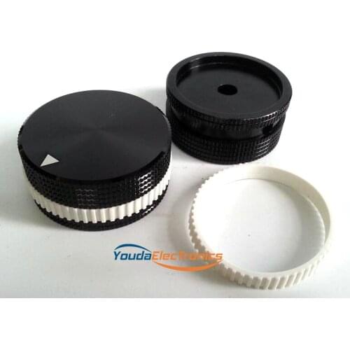 2PCs Black White 40X18 mm Aluminium HIFI AMP volume Control potentiometer Knob 6.0mm hole