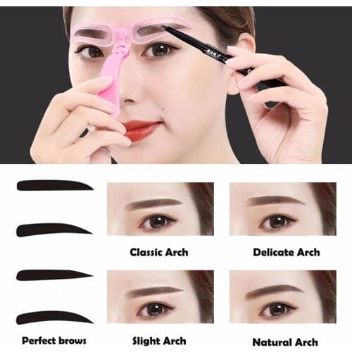 4PCS Eyebrow Shaper Makeup Template Eyebrow Grooming Shaping Stencil Kit DIY Eyebrow Template Reusable 4 In1 Eyebrow Shaping Kit