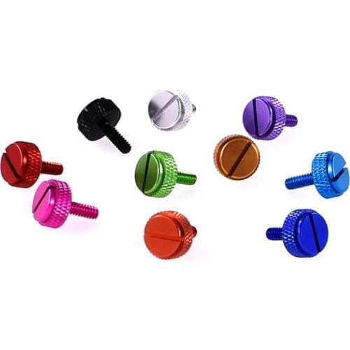 5Pcs 6#-32 Slotted Knurled Hand Screws Computer Case Fixing Screw Different Colour Aluminum Alloy Color Nail