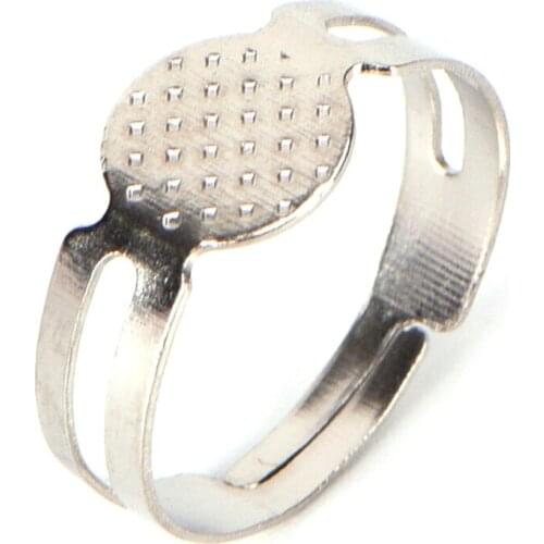 50 Pcs 16mm Pad Diy Bonze Nikel Ring Base Anillo Adjustable Ring Blanks Glue On Cabochon Rings Findings