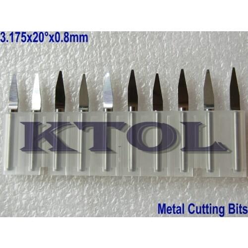 Free Ship 1/8 Shank 20 Degree 0.8mm V Shape Metal Engraving Bits, CNC Solid Carbide Endmills Tool for Steel, Cu, Al, Iron, Brass