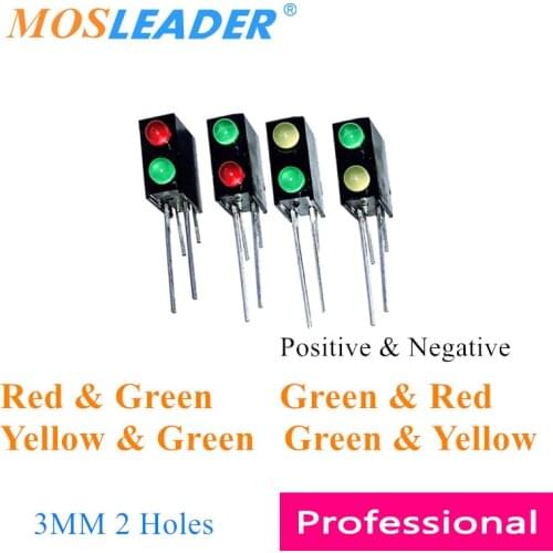 Mosleader 1000pcs 3MM Double holes led holder with lights 2 holes Green Red Blue 90 Degree bend legs LED Black Plastic Holder