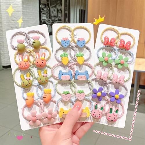 Kids Girls Cartoon Hair Ties Sets Baby Sweet Elastic Hairband Children Lovely Hair Accessories Ponytail Holders Scrunchies