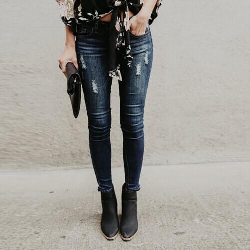 Boyfriend Streetwear Jeans Slim Jeans Girls for women Cotton 2020 Long Hole Summer Waist Ripped Pants fall Clothing Denim Mid