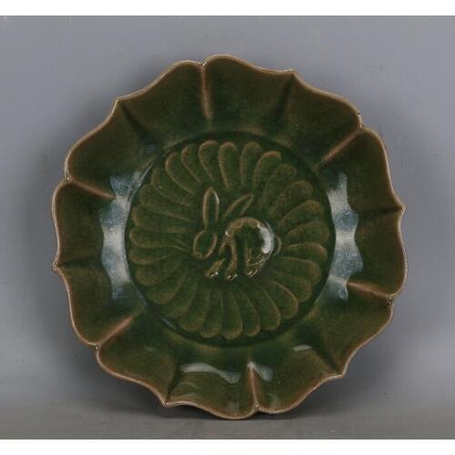 Antique QingDynasty porcelain plate,green glaze carving nail disk ,hand-painted crafts,home Decoration,collection& adornment