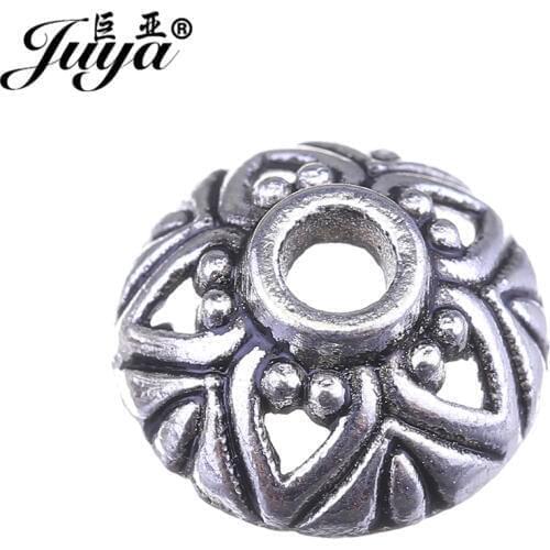 JUYA Filigree Bead Caps Fitting Round Beads Pendants 4x10mm 50pcs/lot DIY Necklace Bracelet Findings Handmade AC0074