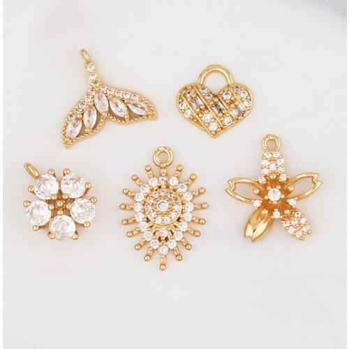 HAOSAW 6Pcs Jewelry Accessories/Necklace Pendant/DIY Making/Multi Shape/Jewelry Findings & Components/Hand Made/CZ Charms