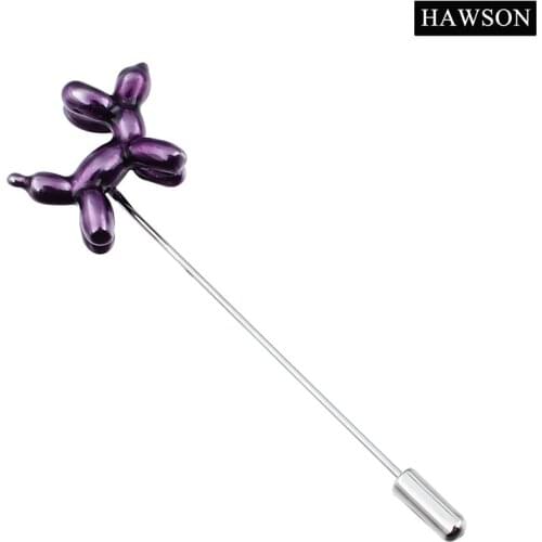 HAWSON 2.7inch Purple Balloon Dog Design Long Brooch Pin for Party Fashion Lapel Pin Men Jewelry pins brooch pin brooch jewelry