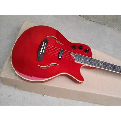 Custom 6 string guitar,irregular guitar,red body ,semi hollow ,maple neck,rosewood bridge,chrome hardware