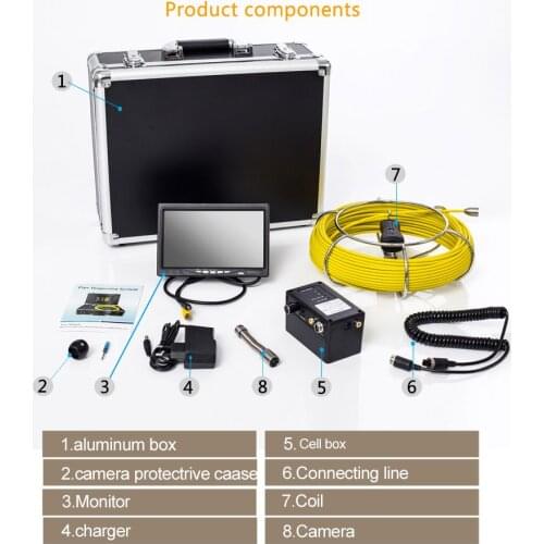 17mm Camera Head Pipe Sewer Camera Endoscope System 7'' TFT LCD IP68 Waterproof Drain Camera And With DVR Function 20m