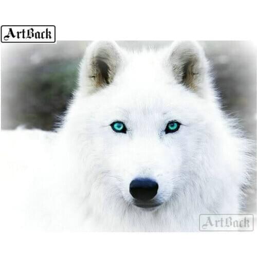 Full square drill 5d diy diamond painting white wolf diamond embroidery 3D mosaic crafts for home decoration painting animal kit