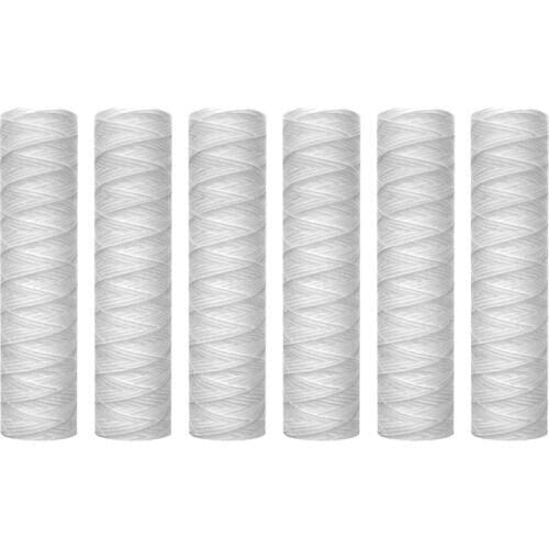 10 Micrometre String Wound Sediment Water Filter Cartridge,6 Pack,Whole House Sediment Filtration,Universal