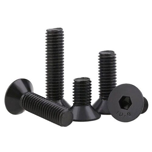 M2*3mm-15mm Length Allen Countersunk Head Screws Hex Socket Hexagon Bolt Flat Hex Screw Bolts Black 10.9G