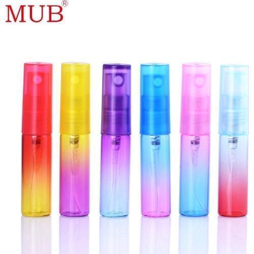 MUB - 6pcs 5ml 8 ml Mini Portable Colorful Glass Perfume Bottle With Atomizer Empty Cosmetic Containers Spray Perfume Bottles
