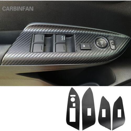Carbon Fiber Sticker Door Armrest Window control Switch Panel Cover Trim Car Sticker For Honda FIT/ JAZZ 3rd GEN 2014-2018 LHD