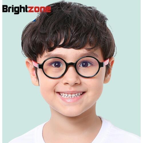 Brightzone 2018 New Children Anti Blue Light Glasses Round Plain Ray Glass Mirror Boy Girl Goggles Frame Clear Optical Kids Cute