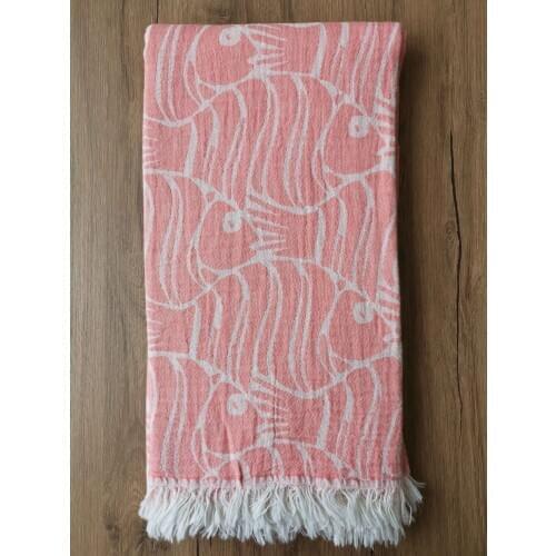 Peştamal Banyo Havlusu %100 Pamuk, Şal ve Plaj Havlusu 100x180 cm Çift Kat Balık