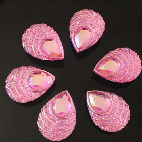 DIY18 mm*25mm pink AB resin flat back peacock eye wedding decoration the rhinestone paste thin womens special paste drillA164