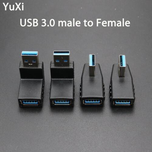 YuXi 90 Degree Left Right Angled USB 3.0 A Male To Female Connector Adapter USB3.0 to USB3.0 Converter For Laptop PC