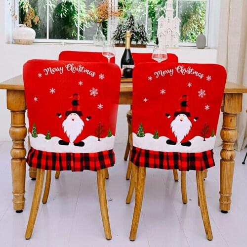 Christmas Chair Covers Set Of 4 Santa Claus Hat Christmas Chair Back Covers For Home Kitchen Decoration