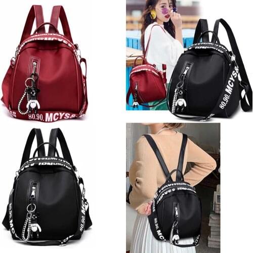 Womens fashion backpack solid color Oxford cloth college wind school bag travel trend shoulder bag
