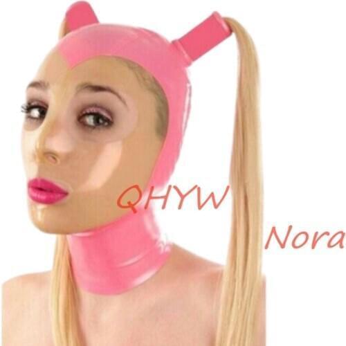 Sexy Exotic Lingerie Latex Rubber Face Mask Hoods Hood with Wigs Party Club Fetish Love Live Cosplay kakegurui