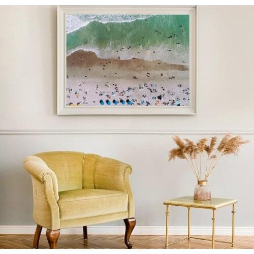 Nordic Natural Fresh Canvas Decorative Painting Beach Waves Turquoise Sea Water Korean Frameless Art Poster Home Decor Art Wall