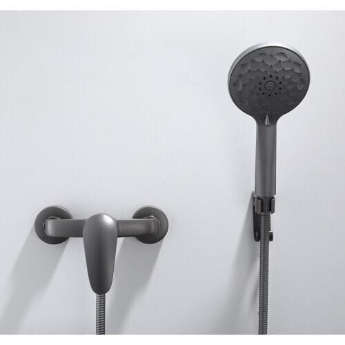 Bathroom Shower Faucet Gray Brass Wall Mount Shower set Handheld Single Handle Luxury Bathroom Mixer Tap
