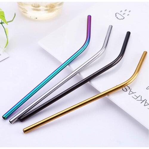 Stainless Steel 8Pcs Straws + 2Pcs Cleaning Brushes Reusable Drinking Straw Cup Straw with Cleaner Brush For Mugs Bar Tools
