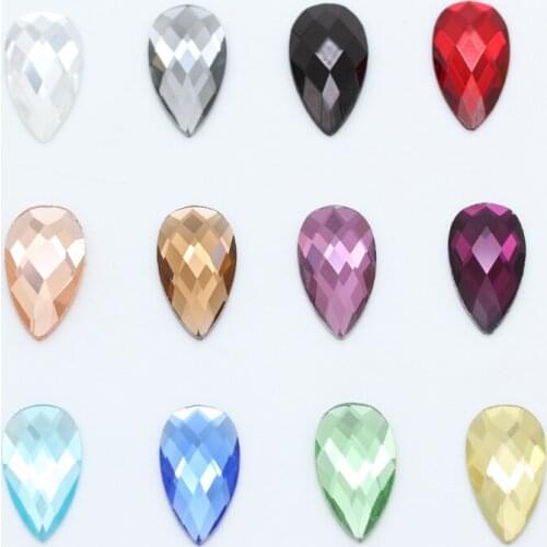 20p12x22 Teardrop Color Foiled Flat Back faceted crystal Glass rhinestone Teardrop Gem Crystal Eye Facet jewelry making beads
