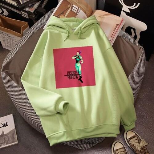 HISOKA MOROW Hoodie Men Kawaii Harajuku Pink Female 90s Cartoon Clothes Female Hood Oversized Streetwear