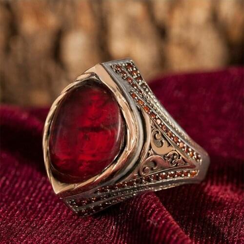 Turkish handmade jewelry 925 sterling silver ruby mens ring all sizes