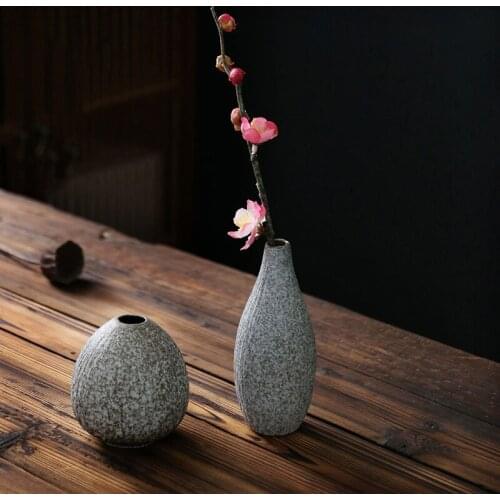 Japanese style vase decoration living room flower arrangement stoneware ceramic creative simple retro hydroponic small vase
