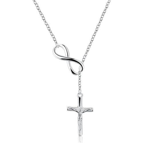 High quality S925 sterling Silver color necklace chain jewelry, Fashion trend cross necklace N1005