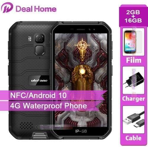 Ulefone Armor X7 Rugged Smartphone Android 10 Cell Phone 2GB RAM 16GB ROM IP68 Quad-core NFC 4G Mobile Phone