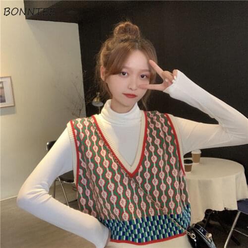 Sweater Vest Women V-Neck Korean Style Loose Fashion Ladies Clothing Casual All-match Classic Aesthetic Newest Knitted Students