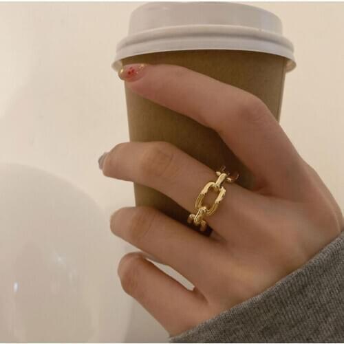 Three-Dimensional Chain Geometry Index Finger Opening Rings For Women Europe America Simple Design Fashion Trend Jewelry Gifts